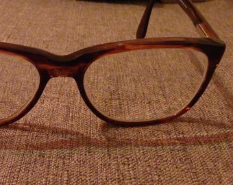 vintage années 1980 Oleg Cassini Lunettes de lunettes en chocolat Montures Seulement avec étui