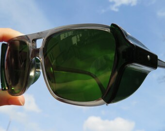Vintage AO American Optical Safety Glasses - Grey Plastic Shields