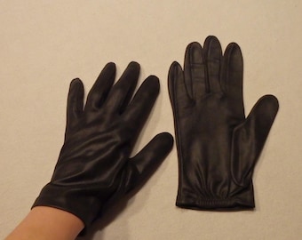 Vintage 60's Black Cotton Wrist Glove size 6.5