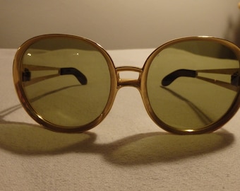 Vintage 1960's Retro Gold Over-Sized Sunglasses, Rare!
