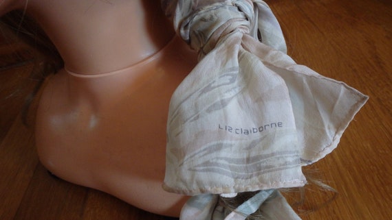 Vintage 1980's Liz Claiborne Tan Scarf - image 4