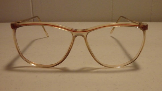 Vintage 80's Clear with Red Brow Line Design Eyeg… - image 2