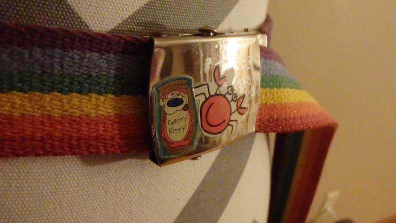 Classic 90/'s Vintage 90/'s Adjustable Rainbow Belt with Stickers