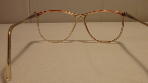 Vintage 80's Clear with Red Brow Line Design Eyeg… - image 4