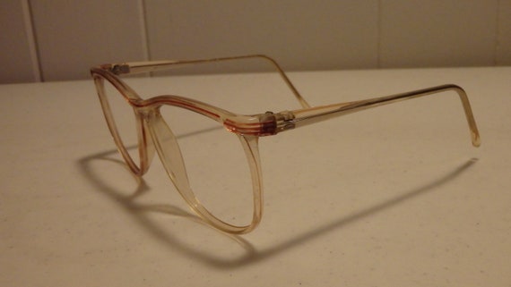 Vintage 80's Clear with Red Brow Line Design Eyeg… - image 3