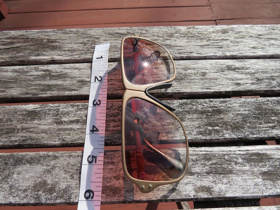 Vintage 80's Copper Frame Rectangle Sunglasses Ma… - image 9