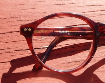 Vintage 90's Elizabeth Arden Orange Tortoise Round Eye-Glasses, Frames Only