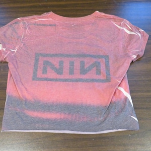 Custom-Cut Nine Inch Nails T-Shirt Faded Red Super Soft size Small. Rare Find!
