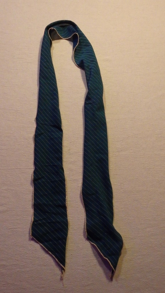 Vintage 1960's Long Teal & White Striped Scarf - image 4