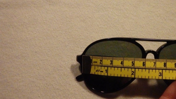 Vintage 1980's Jet Black Frame Aviator Sunglasses - image 6