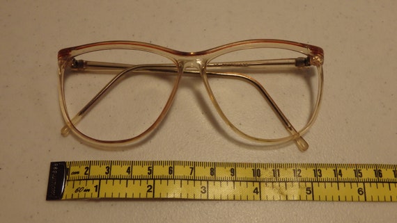 Vintage 80's Clear with Red Brow Line Design Eyeg… - image 6