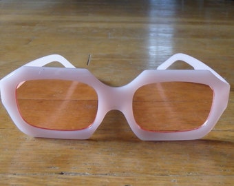 Vintage 90&#39;s Flamingo Pink Octagon Sunglasses with Rose Colored Lenses