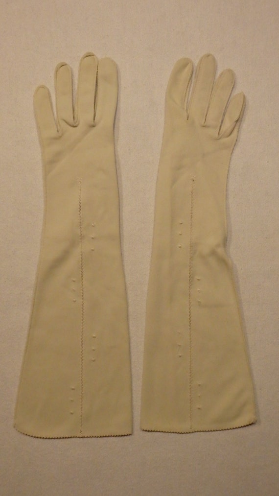 Vintage 1950's Elbow Length Gloves with Embroider… - image 3