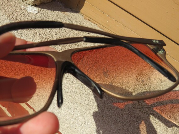 Vintage 80's Copper Frame Rectangle Sunglasses Ma… - image 5