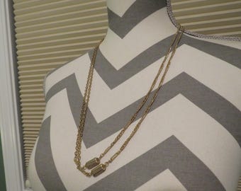 Vintage 1950's Gold-Tone Long Double Layer Chain Necklace