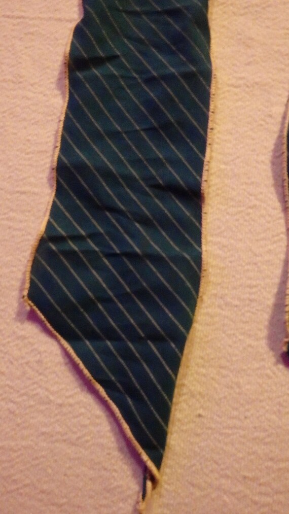 Vintage 1960's Long Teal & White Striped Scarf - image 5