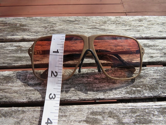 Vintage 80's Copper Frame Rectangle Sunglasses Ma… - image 8