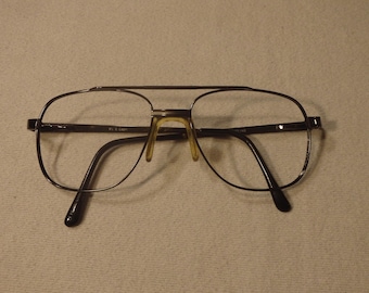 Vintage 1980's Gold Frame Double-Nose-Bridge Eyeglasses Frames Only