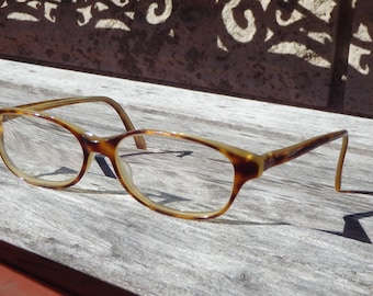 Vintage 1970's Tortoise Shell Print Jean La Font Paris Eyeglasses, Frames Only with case