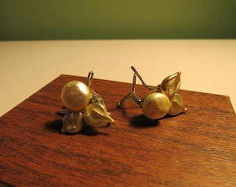 Vintage 1940's Faux Pearl Slide-On Clip-On Earrings