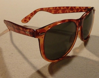 Vintage 80's Neutral Spotted Sunglasses with Metal Embellishments