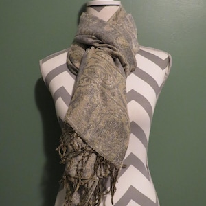 Vintage Golden Paisley Long Scarf