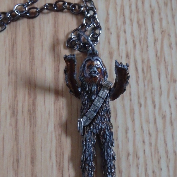 Vintage 1977 Chewbacca Star Wars Necklace, Move-able Arms, Rare Find!