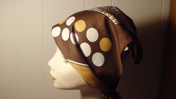 Vintage 1970's Mustard Yellow & Brown Polka Dot S… - image 2