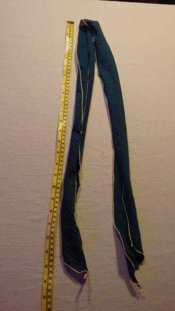 Vintage 1960's Long Teal & White Striped Scarf - image 6