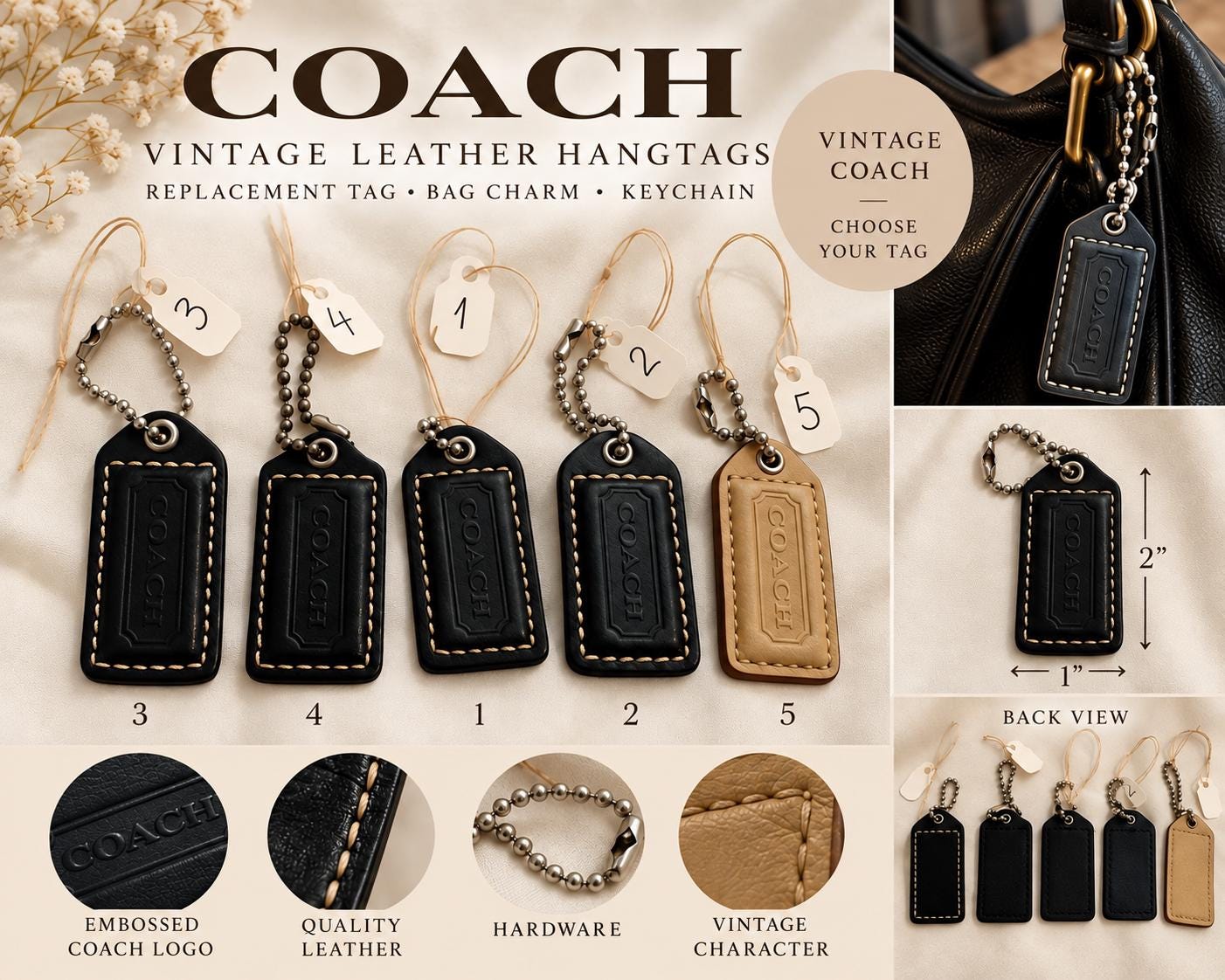 Replacement Leather Coach Tag - Etsy
