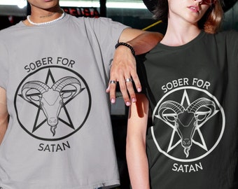 Sober For Satan Relaxed Fit T-Shirts | Satanism And Baphomet