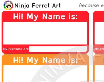 Name and Pronoun Labels | Printable | Fits Avery 5163 | LGBTQIA2S+