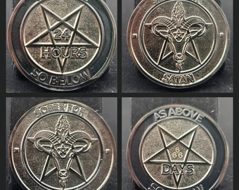 Sober for Satan Sobriety Coins | 24 Hours - 10 Years | Soft Enamel Sobriety Tokens/Chips