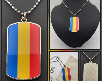 Metal Dog Tag Pendant Necklace | Choose Your Flag | Choose Your Chain or Cord | LGBTQIA2S+