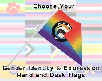 Gender Identity and Expression Pride Hand/Desk Flags! | Choose Your Flag | Double Sided