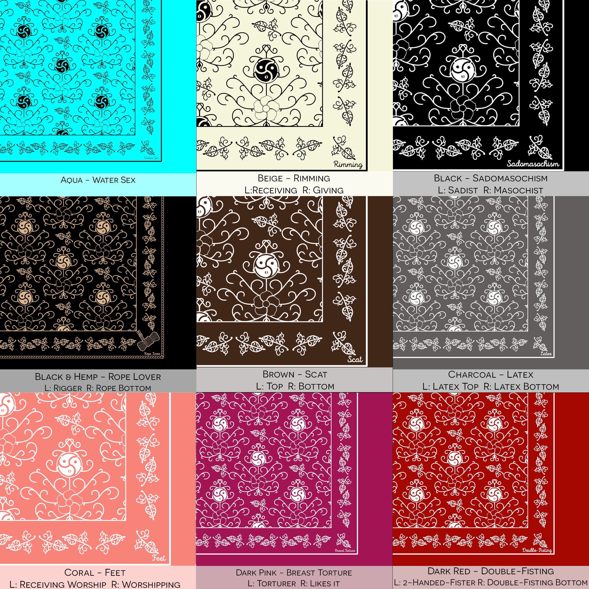 Hanky Code Bandanas Gay/fetish Flagging Kink and Lgbt Etsy