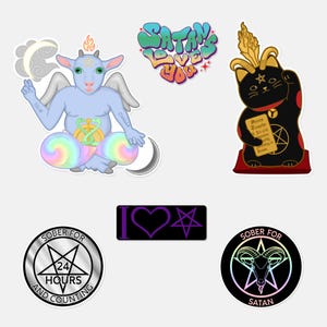 Satanic Stickers | 2 Sizes | Single or Multipacks|  Mix and Match | Satansim and Baphomet