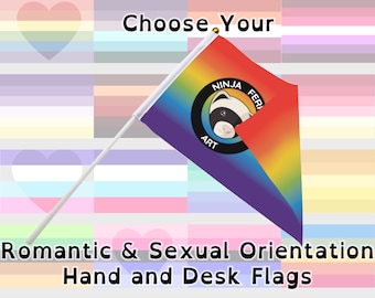 Romantic and Sexual Orientation Pride Hand/Desk Flags! | Choose Your Flag | Double Sided