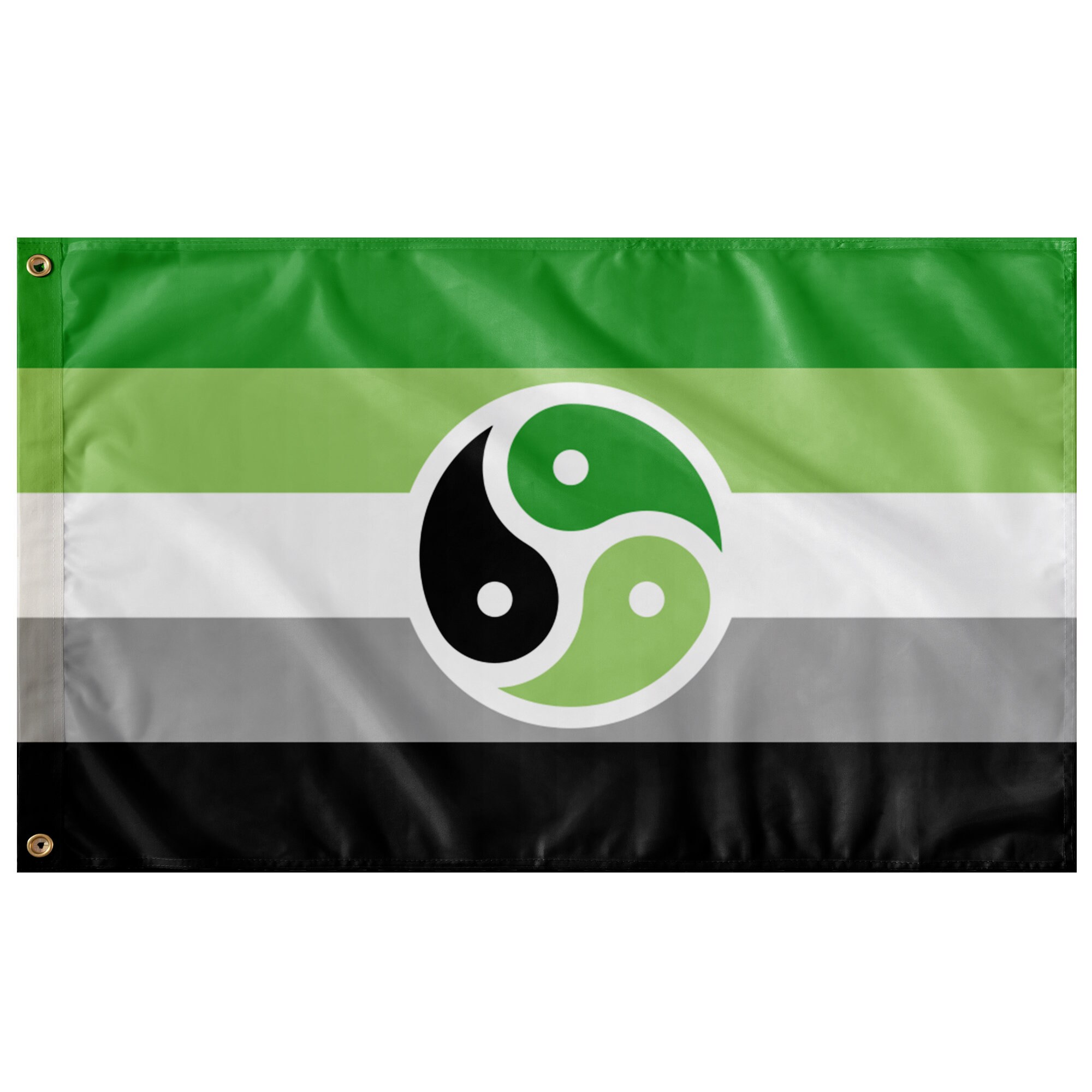 Aromantic Triskele Wall Flag | Single-Reverse | 36x60&quot; | Aro Ace & Kink