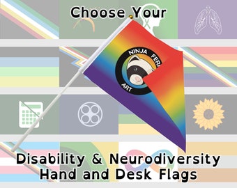 Behinderung und Neurodiversität Pride Hand/Desk Flags! | Wähle deine Flagge | Doppelseitig