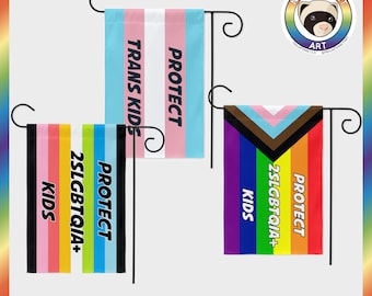 Protect Trans Kids Yard & Garden Flags | Single Or Double-Sided | 2 Sizes | LGBTQIA2S+ Allies and Activism