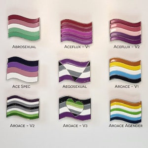 Aro Ace Spectrum Pride Flag Enamel Pins Soft Enamel Lapel Pins Aromantic Asexual Spectrum LGBTQIA2S image 1
