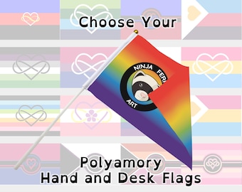 Polyamory Hand/Desk Flags! | Choose Your Flag | Double Sided