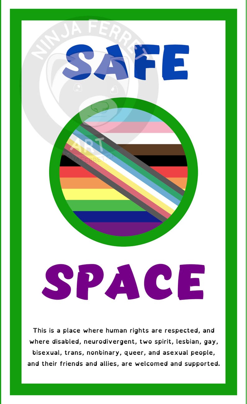 Trans Safe Space Sign Safe Space Poster - Printable | Lgbtqia2s+ and Ally - Etsy