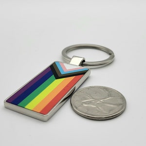 Sleutelhanger metalen regenboogvlag | Kies je vlag | Dubbelzijdig