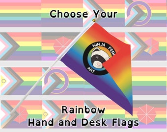 Rainbow Pride Hand/Desk Flags! | Choose Your Flag | Double Sided