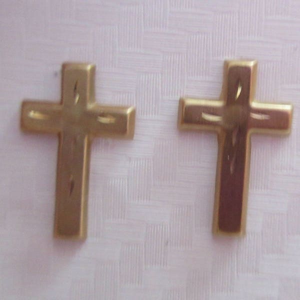 Cross 14 kt gold pierced earrings by designer Jacmel JCM