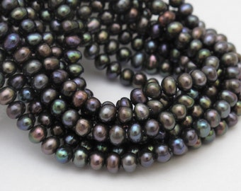 16 inch strand approx Peacock Potato Pearls 5mm