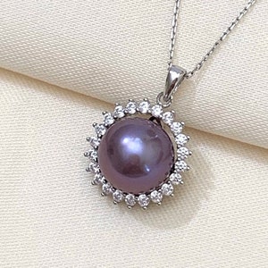 925 Sterling Silver/Gold Pendant Setting w/CZs for Half Drilled Pearl Mounts,DIY Pearl Jewelry, Pearl Pendant Bail, Pearl Findings(879-NF)
