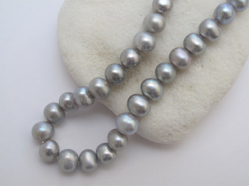 6-6.5mm Silver Gray Potato Pearl Beads Gray Seed Pearls Silver Gray Pearl Beads 727-FP High Luster Genuine Cultured Freshwater Pearls